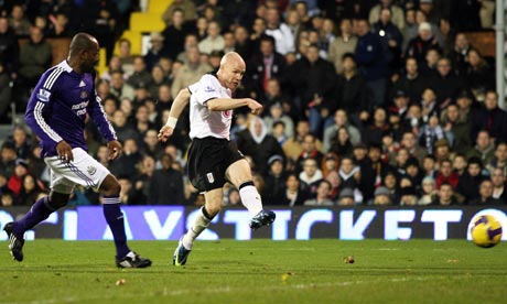 Andrew Johnson scores Fulham's opener against Newcastle at Craven Cottage